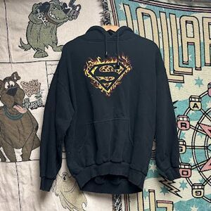 Vintage Rare Y2K Superman DC Comics Flame Hoodie
